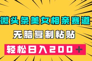 微头条冷门美女相亲赛道，无脑复制粘贴，轻松日入200＋